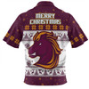 Brisbane Broncos Christmas Custom Zip Polo Shirt - Special Ugly Christmas Zip Polo Shirt