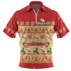 Redcliffe Dolphins Christmas Custom Zip Polo Shirt - Special Ugly Christmas Zip Polo Shirt