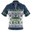 Canberra Raiders Christmas Custom Zip Polo Shirt - Special Ugly Christmas Zip Polo Shirt