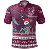 Manly Warringah Sea Eagles Christmas Custom Polo Shirt - Ugly Xmas And Aboriginal Patterns For Die Hard Fan Polo Shirt