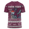 Manly Warringah Sea Eagles Christmas Custom T-shirt - Ugly Xmas And Aboriginal Patterns For Die Hard Fan T-shirt