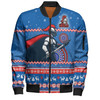 Newcastle Knights Christmas Custom Bomber Jacket - Ugly Xmas And Aboriginal Patterns For Die Hard Fan Bomber Jacket