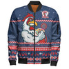 Sydney Roosters Christmas Custom Bomber Jacket - Ugly Xmas And Aboriginal Patterns For Die Hard Fan Bomber Jacket