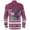 Manly Warringah Sea Eagles Christmas Custom Long Sleeve Shirt - Ugly Xmas And Aboriginal Patterns For Die Hard Fan Long Sleeve Shirt