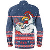 Sydney Roosters Christmas Custom Long Sleeve Shirt - Ugly Xmas And Aboriginal Patterns For Die Hard Fan Long Sleeve Shirt