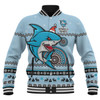 Cronulla-Sutherland Sharks Christmas Custom Baseball Jacket - Ugly Xmas And Aboriginal Patterns For Die Hard Fan Baseball Jacket