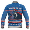 Newcastle Knights Christmas Custom Baseball Jacket - Ugly Xmas And Aboriginal Patterns For Die Hard Fan Baseball Jacket