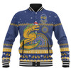 Parramatta Eels Christmas Custom Baseball Jacket - Ugly Xmas And Aboriginal Patterns For Die Hard Fan Baseball Jacket