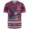 Manly Warringah Sea Eagles Christmas Custom Baseball Shirt - Ugly Xmas And Aboriginal Patterns For Die Hard Fan Baseball Shirt