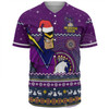 Melbourne Storm Christmas Custom Baseball Shirt - Ugly Xmas And Aboriginal Patterns For Die Hard Fan Baseball Shirt