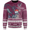 Manly Warringah Sea Eagles Christmas Custom Sweatshirt - Ugly Xmas And Aboriginal Patterns For Die Hard Fan Sweatshirt