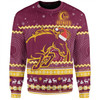 Brisbane Broncos Christmas Custom Sweatshirt - Ugly Xmas And Aboriginal Patterns For Die Hard Fan Sweatshirt