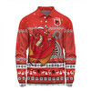 St. George Illawarra Dragons Christmas Custom Long Sleeve Polo Shirt - Ugly Xmas And Aboriginal Patterns For Die Hard Fan Long Sleeve Polo Shirt