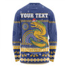 Parramatta Eels Christmas Custom Long Sleeve T-shirt - Ugly Xmas And Aboriginal Patterns For Die Hard Fan Long Sleeve T-shirt