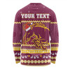 Brisbane Broncos Christmas Custom Long Sleeve T-shirt - Ugly Xmas And Aboriginal Patterns For Die Hard Fan Long Sleeve T-shirt