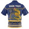 Parramatta Eels Christmas Custom Zip Polo Shirt - Ugly Xmas And Aboriginal Patterns For Die Hard Fan Zip Polo Shirt