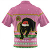Penrith Panthers Christmas Custom Zip Polo Shirt - Ugly Xmas And Aboriginal Patterns For Die Hard Fan Zip Polo Shirt