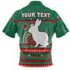 South Sydney Rabbitohs Custom Zip Polo Shirt - Ugly Xmas And Aboriginal Patterns For Die Hard Fan Zip Polo Shirt