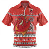 St. George Illawarra Dragons Christmas Custom Zip Polo Shirt - Ugly Xmas And Aboriginal Patterns For Die Hard Fan Zip Polo Shirt