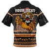 Wests Tigers Christmas Custom Zip Polo Shirt - Ugly Xmas And Aboriginal Patterns For Die Hard Fan Zip Polo Shirt