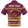 Brisbane Broncos Christmas Custom Zip Polo Shirt - Ugly Xmas And Aboriginal Patterns For Die Hard Fan Zip Polo Shirt