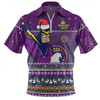 Melbourne Storm Christmas Custom Zip Polo Shirt - Ugly Xmas And Aboriginal Patterns For Die Hard Fan Zip Polo Shirt