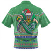 Canberra Raiders Christmas Custom Zip Polo Shirt - Ugly Xmas And Aboriginal Patterns For Die Hard Fan Zip Polo Shirt