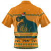 Australia Wallabies Christmas Custom Zip Polo Shirt - Ugly Xmas And Aboriginal Patterns For Die Hard Fan Zip Polo Shirt