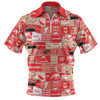 Redcliffe Dolphins Zip Polo Shirt - Team Of Us Die Hard Fan Supporters Comic Style Zip Polo Shirt