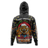 Wests Tigers Christmas Custom Hoodie - Merry Christmas Our Beloved Team With Aboriginal Dot Art Pattern Hoodie