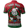 South Sydney Rabbitohs Custom Polo Shirt - Merry Christmas Our Beloved Team With Aboriginal Dot Art Pattern Polo Shirt