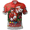 St. George Illawarra Dragons Christmas Custom Polo Shirt - Merry Christmas Our Beloved Team With Aboriginal Dot Art Pattern Polo Shirt