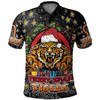 Wests Tigers Christmas Custom Polo Shirt - Merry Christmas Our Beloved Team With Aboriginal Dot Art Pattern Polo Shirt