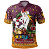 Brisbane Broncos Christmas Custom Polo Shirt - Merry Christmas Our Beloved Team With Aboriginal Dot Art Pattern Polo Shirt