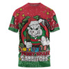 South Sydney Rabbitohs Custom T-shirt - Merry Christmas Our Beloved Team With Aboriginal Dot Art Pattern T-shirt