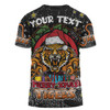 Wests Tigers Christmas Custom T-shirt - Merry Christmas Our Beloved Team With Aboriginal Dot Art Pattern T-shirt