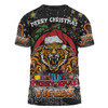 Wests Tigers Christmas Custom T-shirt - Merry Christmas Our Beloved Team With Aboriginal Dot Art Pattern T-shirt