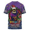 Melbourne Storm Christmas Custom T-shirt - Merry Christmas Our Beloved Team With Aboriginal Dot Art Pattern T-shirt
