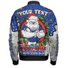 Canterbury-Bankstown Bulldogs Christmas Custom Bomber Jacket - Merry Christmas Our Beloved Team With Aboriginal Dot Art Pattern Bomber Jacket