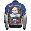 Canterbury-Bankstown Bulldogs Christmas Custom Bomber Jacket - Merry Christmas Our Beloved Team With Aboriginal Dot Art Pattern Bomber Jacket