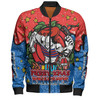 Newcastle Knights Christmas Custom Bomber Jacket - Merry Christmas Our Beloved Team With Aboriginal Dot Art Pattern Bomber Jacket