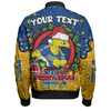 Parramatta Eels Christmas Custom Bomber Jacket - Merry Christmas Our Beloved Team With Aboriginal Dot Art Pattern Bomber Jacket