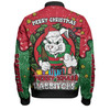 South Sydney Rabbitohs Custom Bomber Jacket - Merry Christmas Our Beloved Team With Aboriginal Dot Art Pattern Bomber Jacket