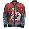 Sydney Roosters Christmas Custom Bomber Jacket - Merry Christmas Our Beloved Team With Aboriginal Dot Art Pattern Bomber Jacket