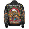 Wests Tigers Christmas Custom Bomber Jacket - Merry Christmas Our Beloved Team With Aboriginal Dot Art Pattern Bomber Jacket