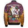 Brisbane Broncos Christmas Custom Bomber Jacket - Merry Christmas Our Beloved Team With Aboriginal Dot Art Pattern Bomber Jacket