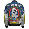 North Queensland Cowboys Christmas Custom Bomber Jacket - Merry Christmas Our Beloved Team With Aboriginal Dot Art Pattern Bomber Jacket