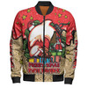 Redcliffe Dolphins Christmas Custom Bomber Jacket - Merry Christmas Our Beloved Team With Aboriginal Dot Art Pattern Bomber Jacket