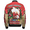 Redcliffe Dolphins Christmas Custom Bomber Jacket - Merry Christmas Our Beloved Team With Aboriginal Dot Art Pattern Bomber Jacket