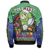 Canberra Raiders Christmas Custom Bomber Jacket - Merry Christmas Our Beloved Team With Aboriginal Dot Art Pattern Bomber Jacket